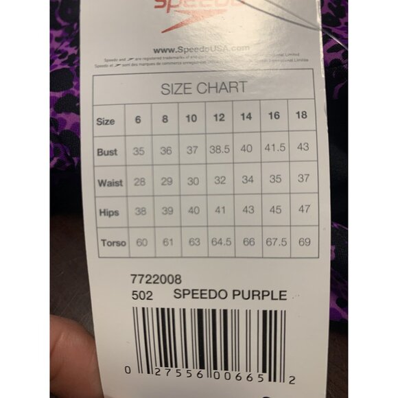 NWT Speedo Ultraback Racerback One Piece Swimsuit Size 8 Black Purple Nylon/Span - Picture 6 of 7